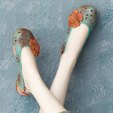 Women Hollow Leather Handmade Retro Summer Sandals Newgew Shoes